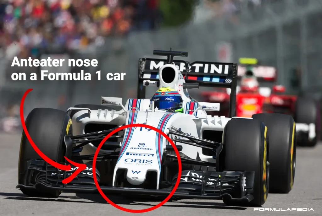 Anteater nose on a Formula 1 car